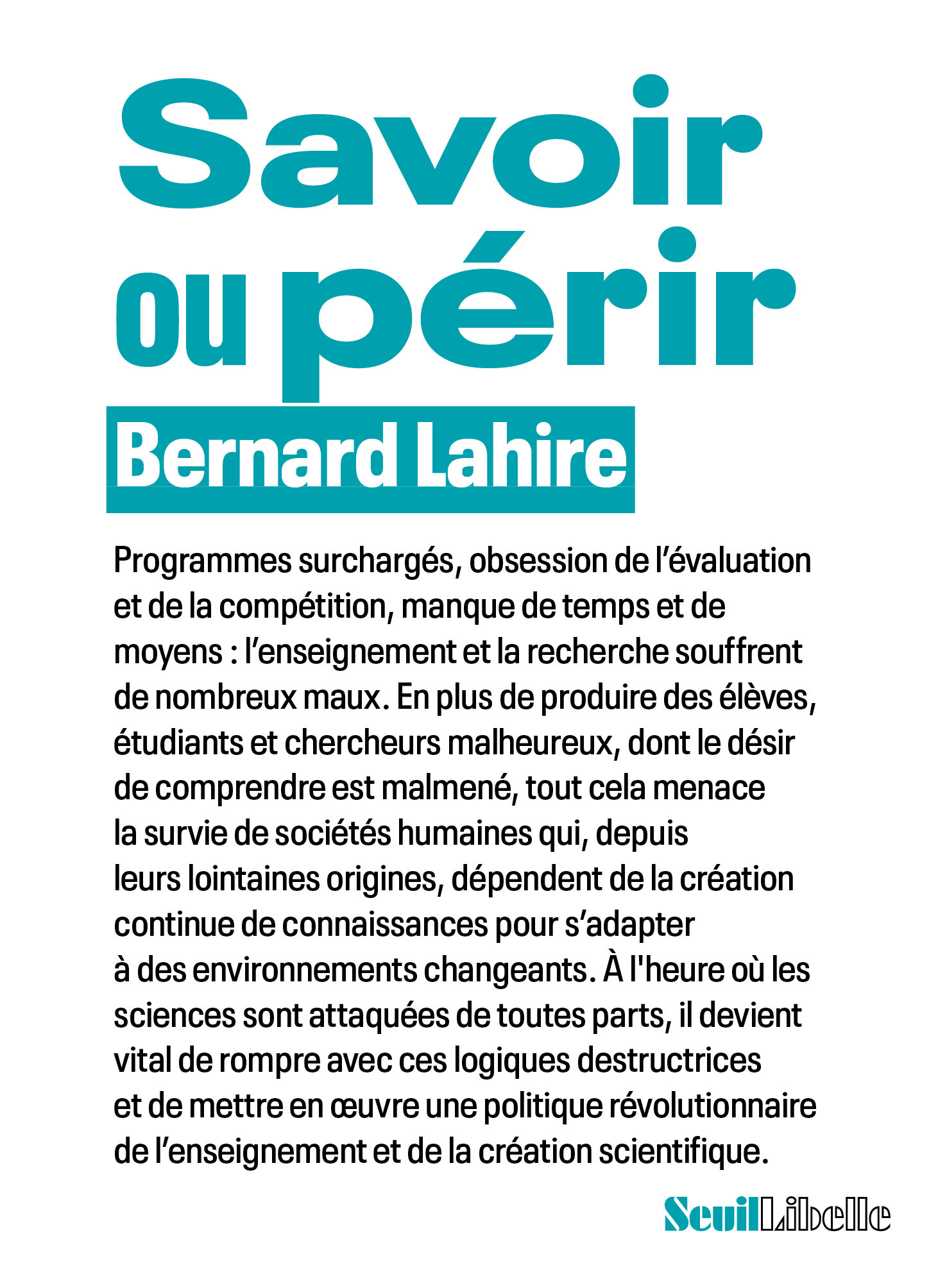 Couverture du livre Savoir ou Périr